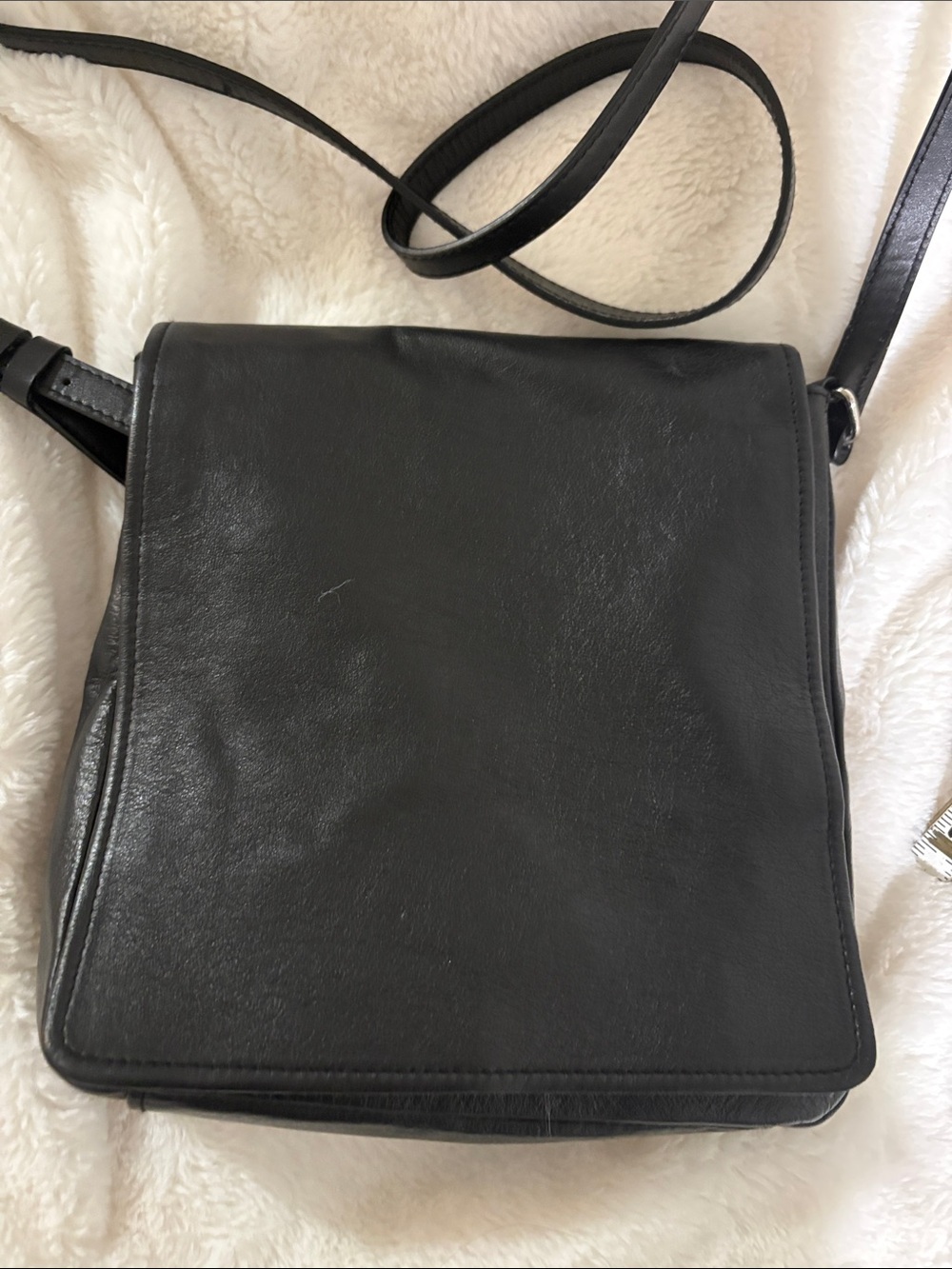 Wilsons Leather Black Leather Flap Crossbody